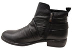 Ruched Leather Ankle Boots