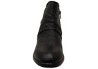 Ruched Leather Ankle Boots