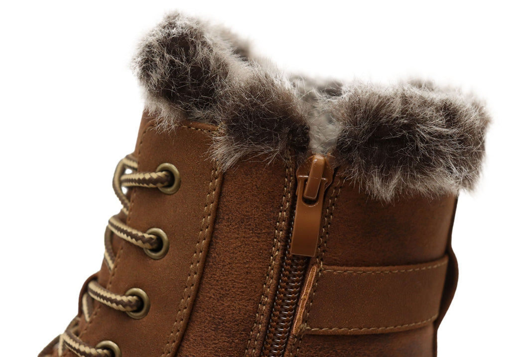 Fur Lined Lace-Up Boots