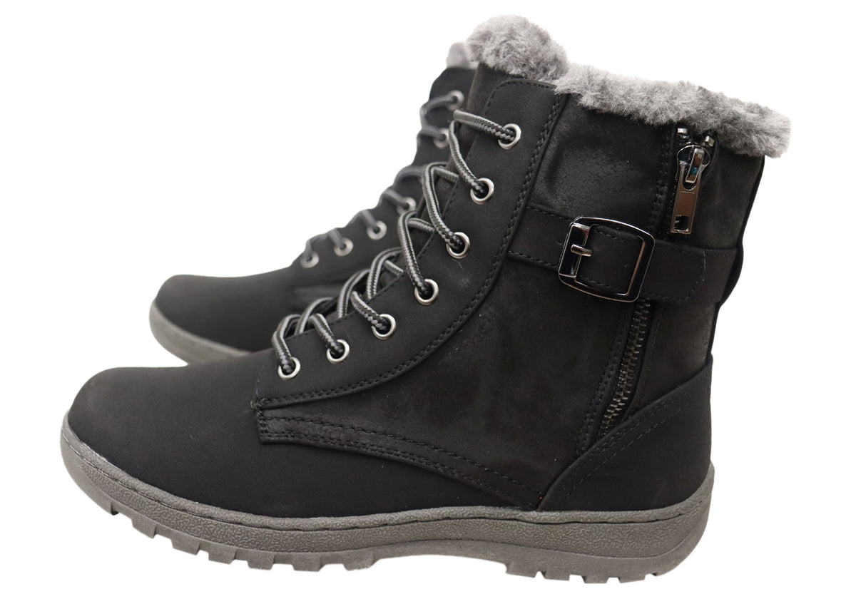 Fur Lined Lace-Up Boots