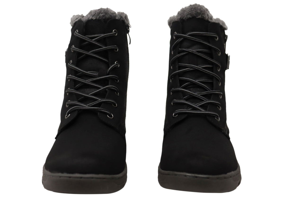 Fur Lined Lace-Up Boots
