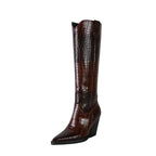 Clara Croc-Embossed High Boots
