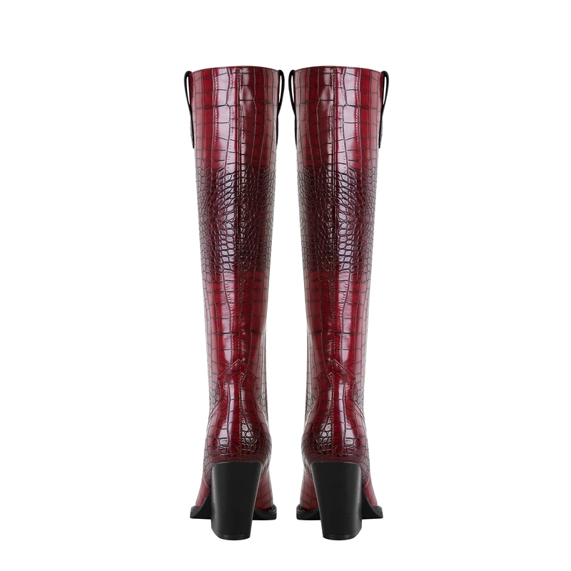 Clara Croc-Embossed High Boots